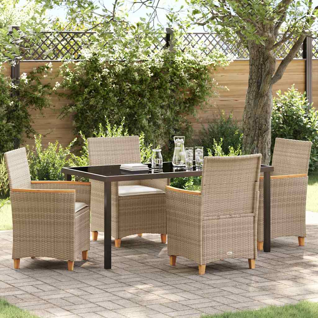 Garden Dining Set 5 pcs Beige Poly Rattan