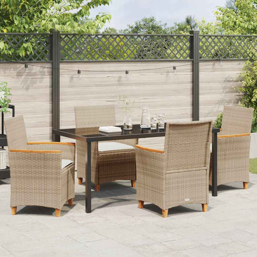 Garden Dining Set 5 pcs Beige Poly Rattan