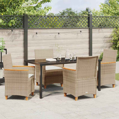 Garden Dining Set 5 pcs Beige Poly Rattan