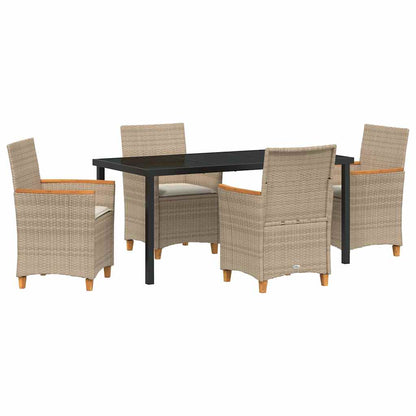 Garden Dining Set 5 pcs Beige Poly Rattan