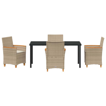 Garden Dining Set 5 pcs Beige Poly Rattan
