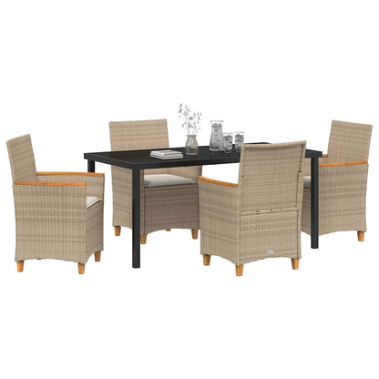 Garden Dining Set 5 pcs Beige Poly Rattan