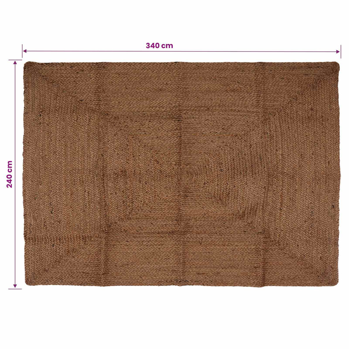 Area Rug Grey 240 x 340 cm Jute