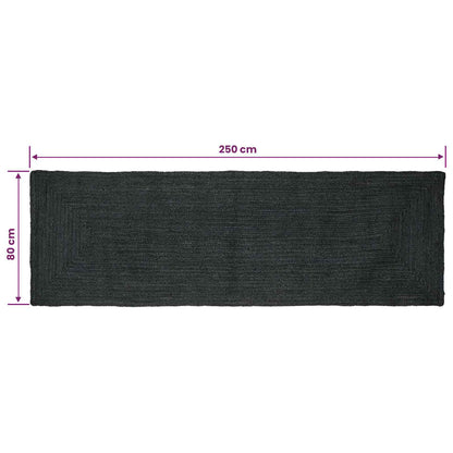 Area Rugs Rectangular Dark Grey 80 x 250 cm Jute