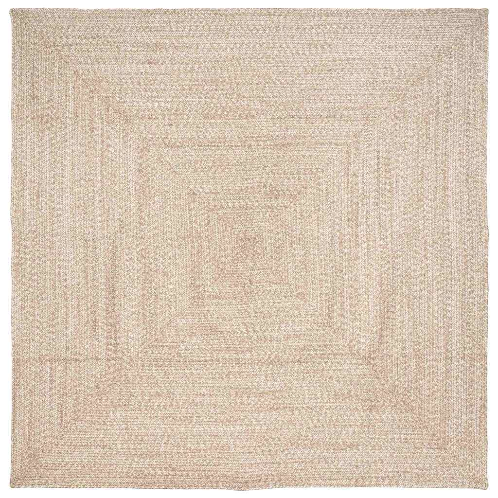 Area Rugs Natural and White 200 x 200 cm Jute