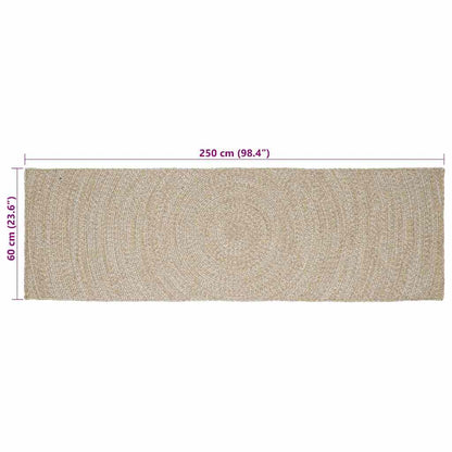 Area Rugs Natural and White 60 x 250 cm Jute