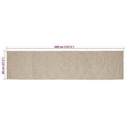 Area Rugs Natural and White 80 x 400 cm Jute