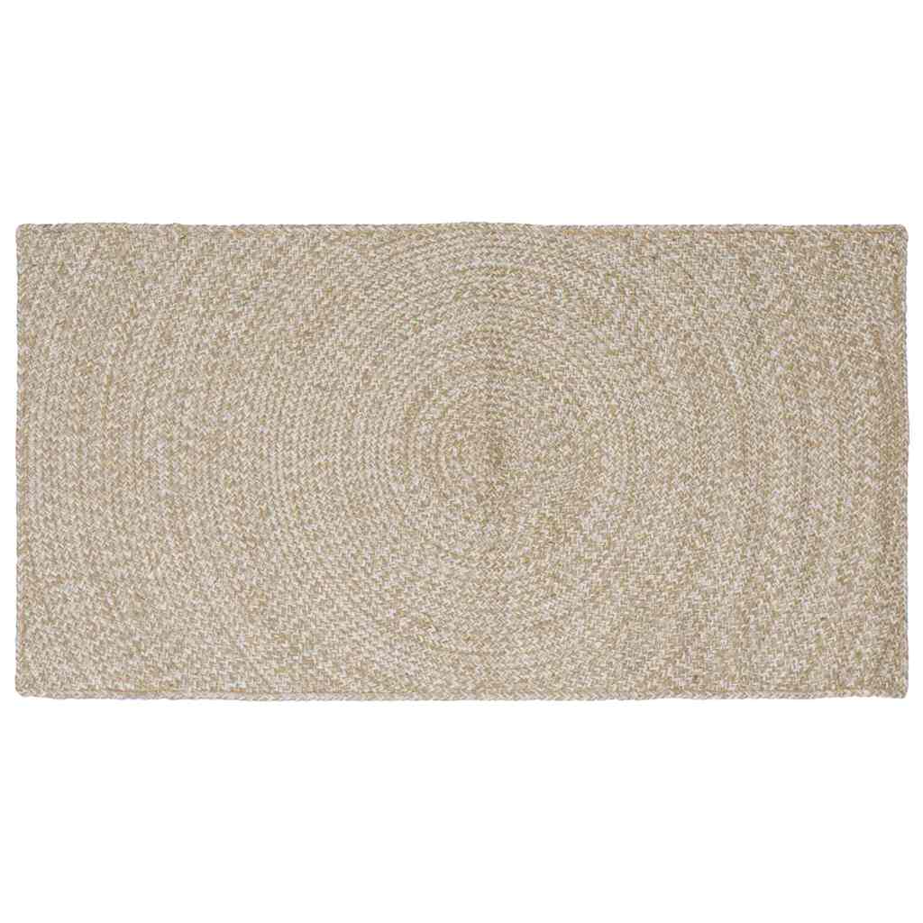 Area Rugs Natural and White 100 x 200 cm Jute