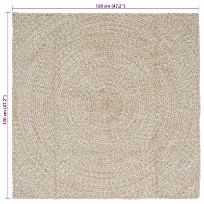 Area Rugs Natural and White 120 x 120 cm Jute