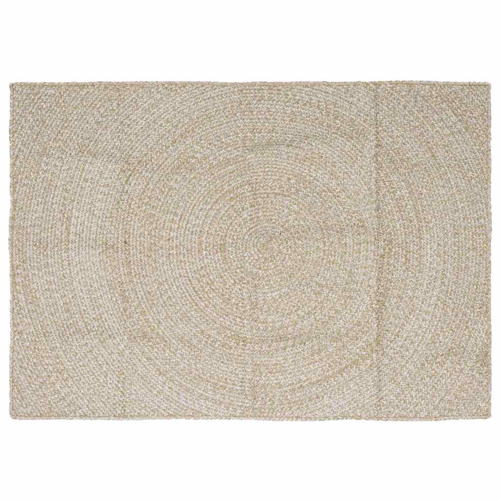 Area Rugs Natural and White 140 x 200 cm Jute