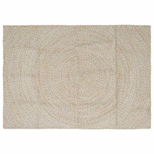 Area Rug Natural and White 140 x 200 cm Jute