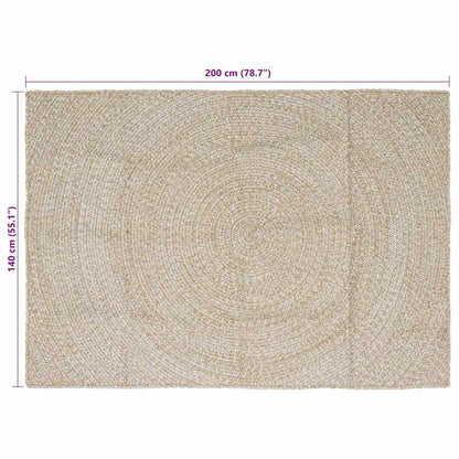 Area Rugs Natural and White 140 x 200 cm Jute