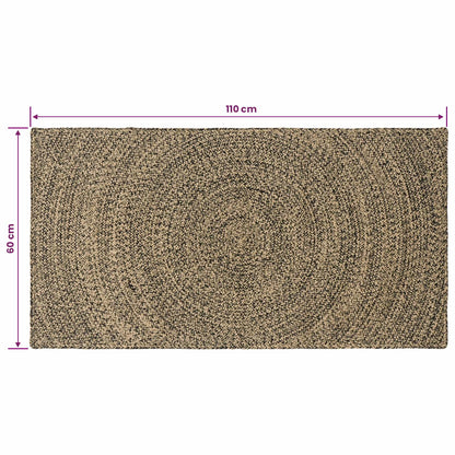 Area Rugs Natural and Black 60 x 110 cm Jute