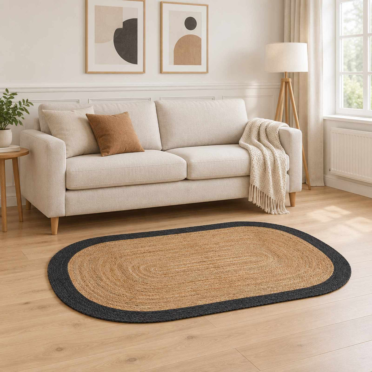 Area Rug Dark Grey 100 x 152 cm Jute