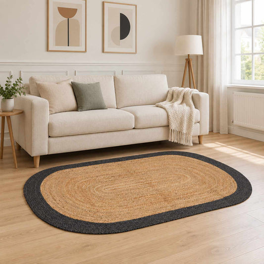 Area Rug Dark Grey 122 x 183 cm Jute