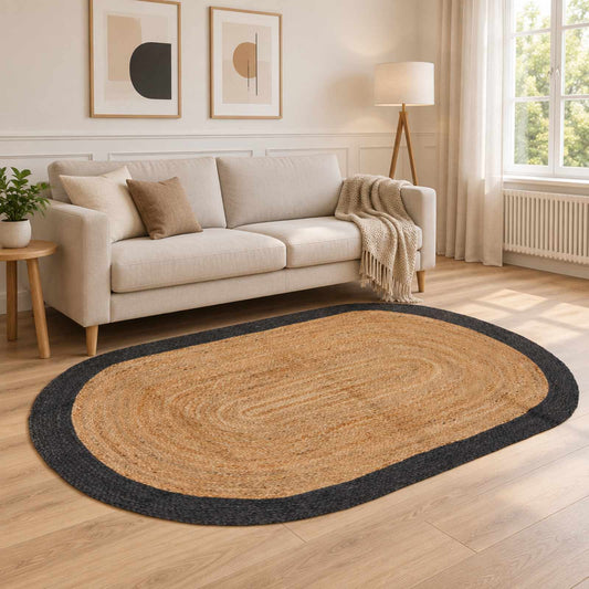 Area Rug Dark Grey 152 x 245 cm Jute