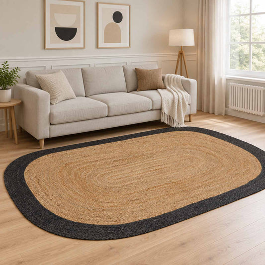 Area Rug Dark Grey 205 x 305 cm Jute