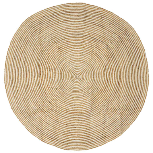 Area Rug White Ø 240 cm Jute