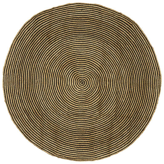 Area Rug Black Ø 210 cm Jute