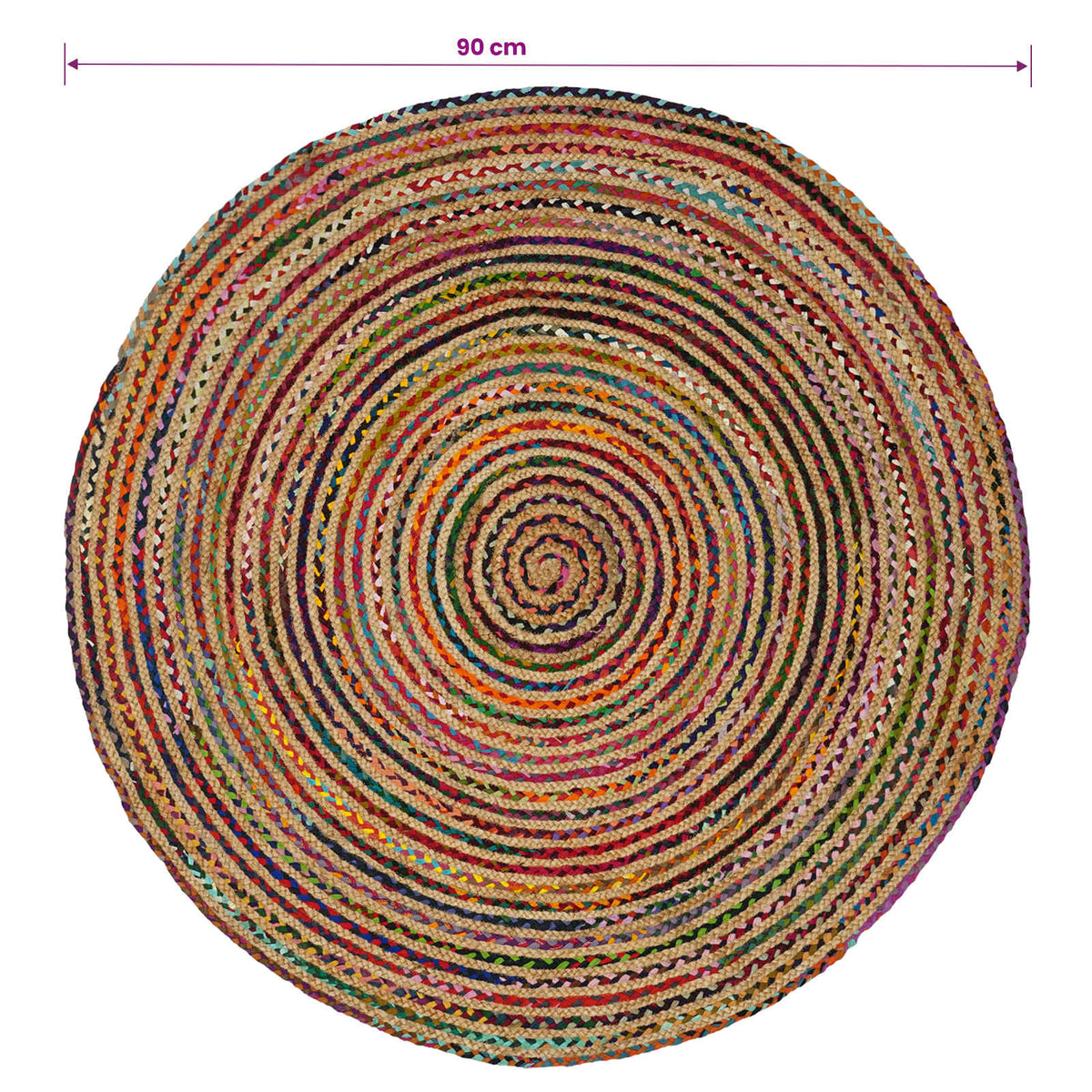 Area Rug Multicolour Ø 90 cm Jute