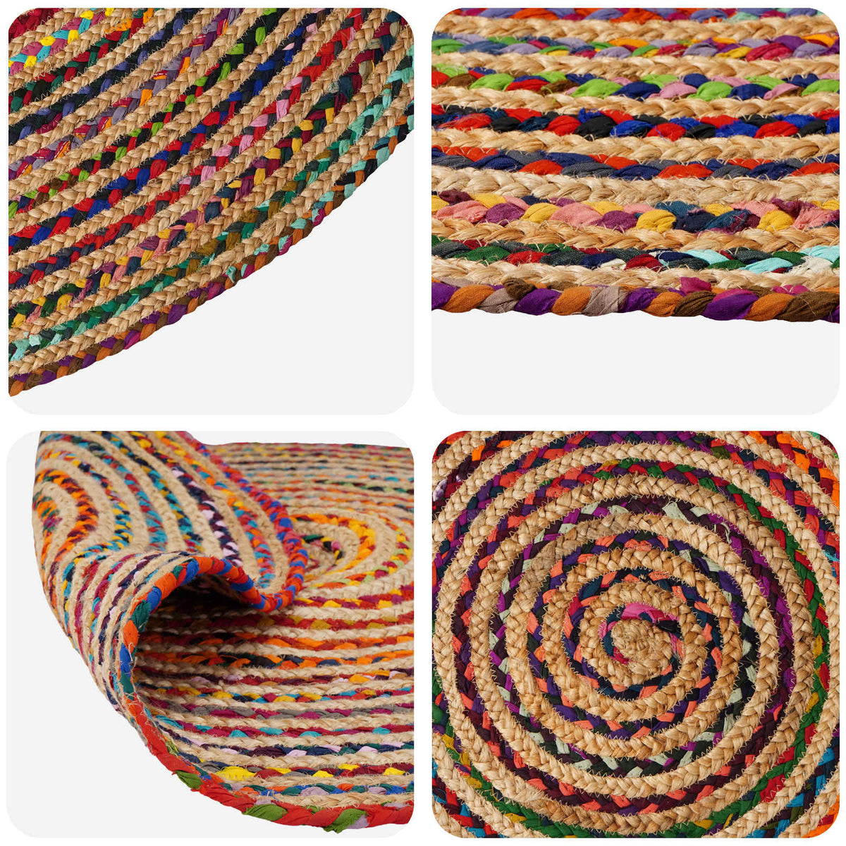 Area Rug Multicolour Ø 210 cm Jute