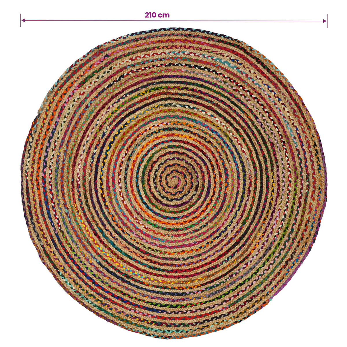Area Rug Multicolour Ø 210 cm Jute