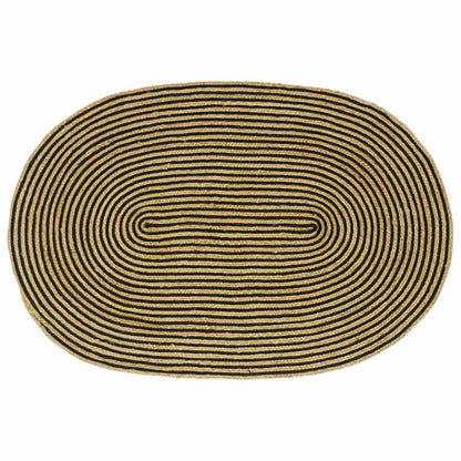 Area Rugs Natural and Black 100 x 152 cm Jute