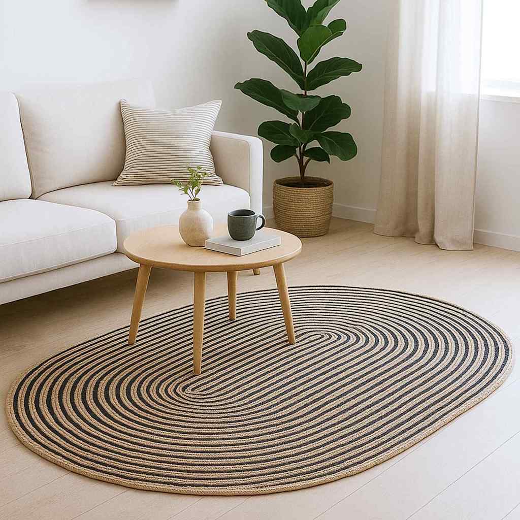 Area Rugs Natural and Black 122 x 183 cm Jute