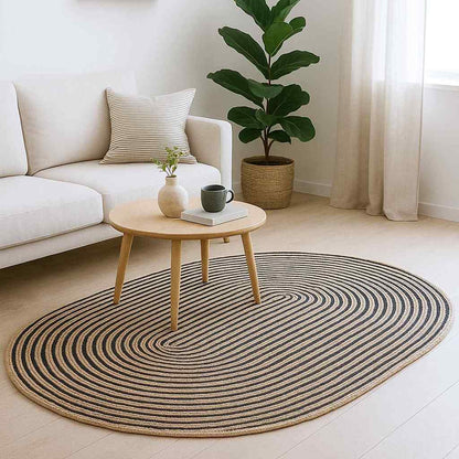 Area Rugs Natural and Black 122 x 183 cm Jute