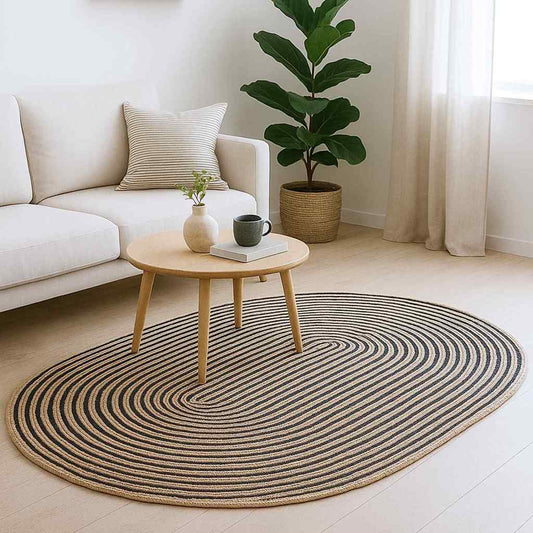Area Rug Natural and Black 152 x 245 cm Jute