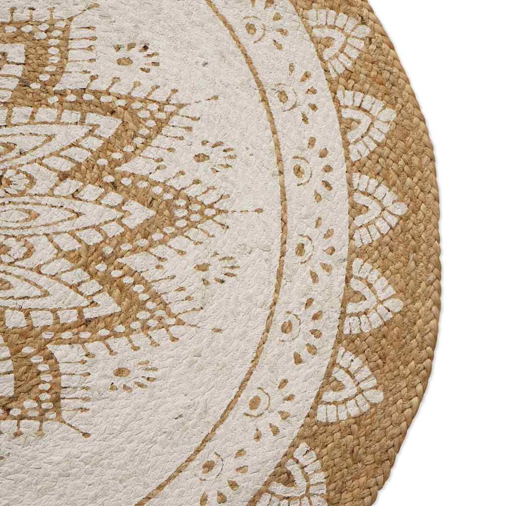 Area Rugs Floral Natural with White Print 100 x 152 cm Jute