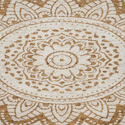 Area Rugs Floral Natural with White Print 205 x 305 cm Jute