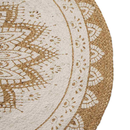 Area Rugs Floral Natural with White Print 205 x 305 cm Jute