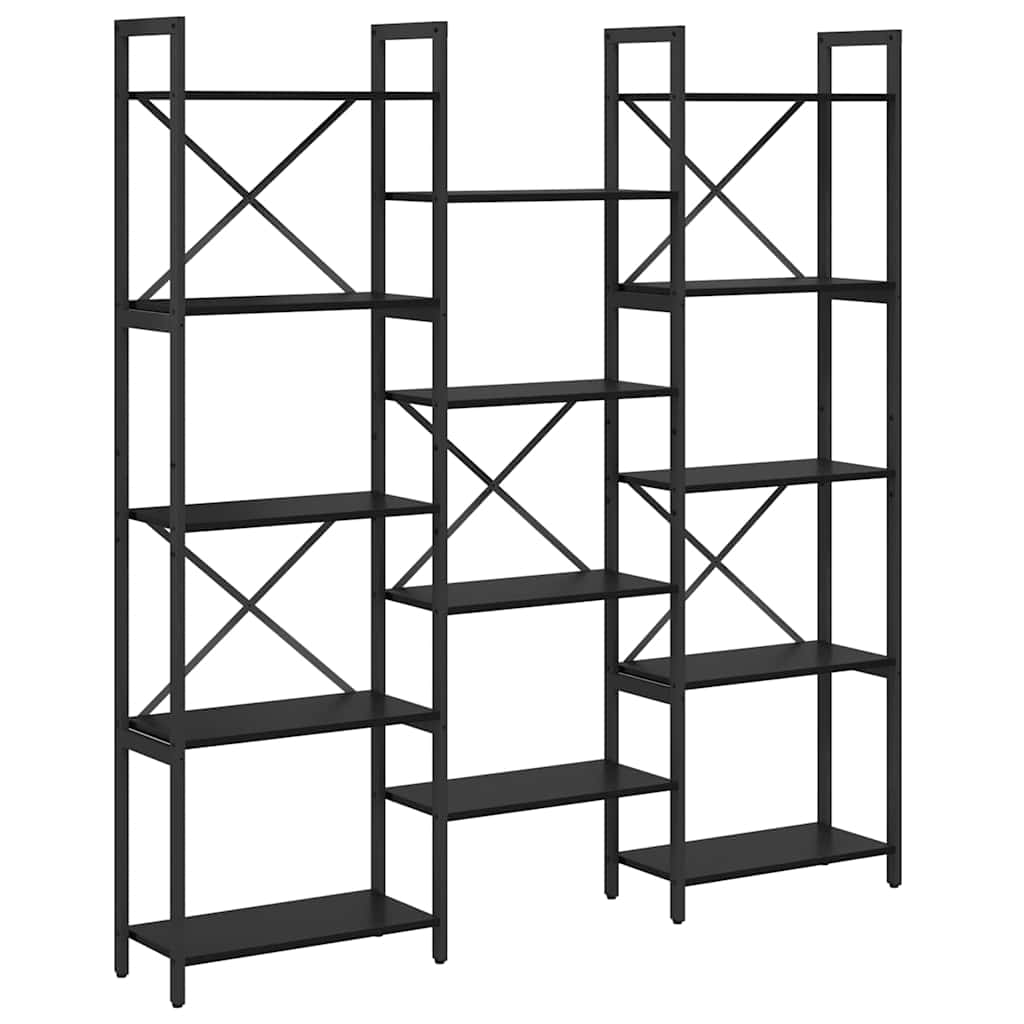 Bookshelf Black Oak 156 x 25 x 167 cm Engineered Wood