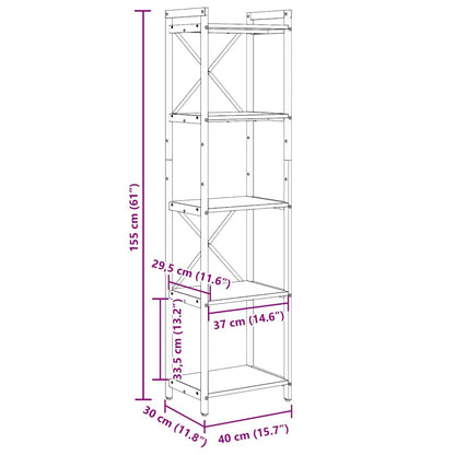 Bookshelf Sonoma Oak 40 x 30 x 155 cm Engineered Wood