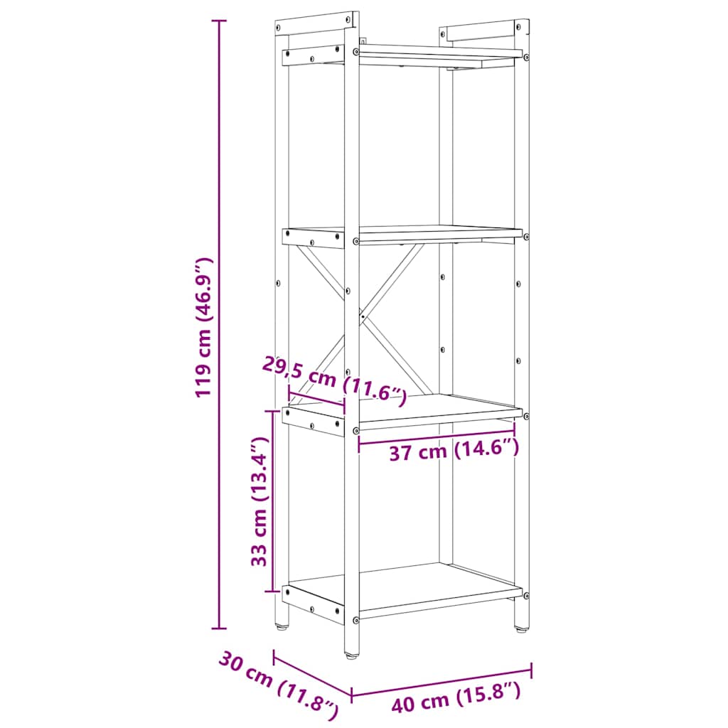 Bookshelf 40 x 30 x 119 cm Engineered Wood Artisan Oak