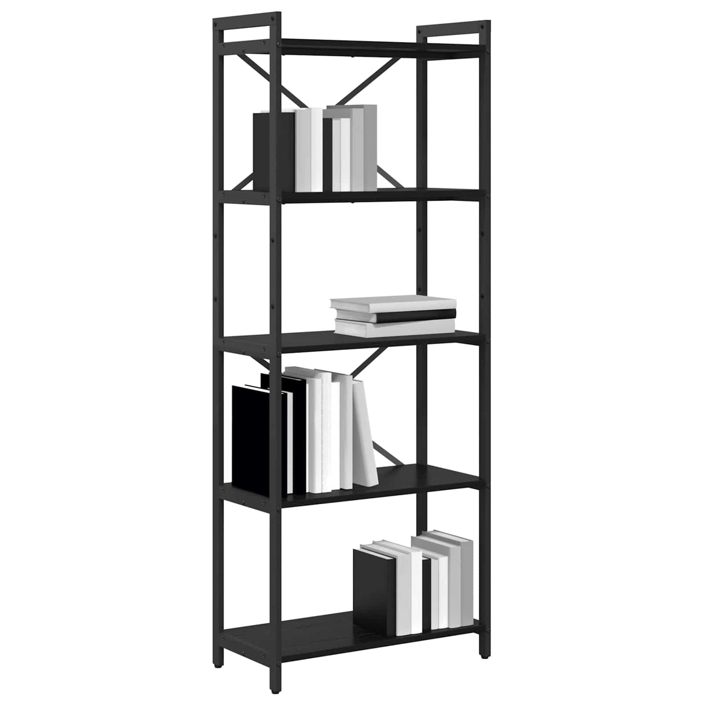 Bookshelf Black Oak 60 x 30 x 155 cm Engineered Wood