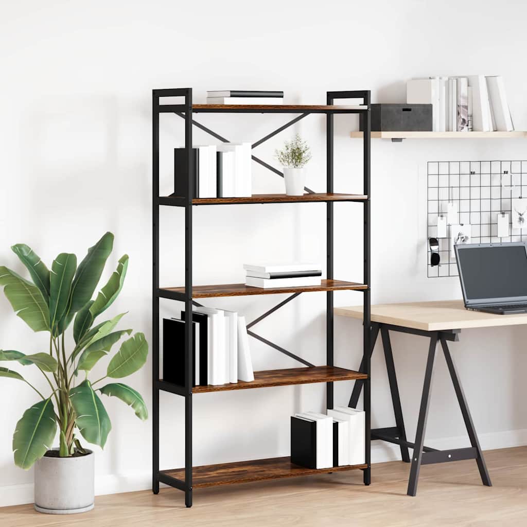 Bookshelf Smoked Oak 80 x 30 x 155 cm Engineered Wood