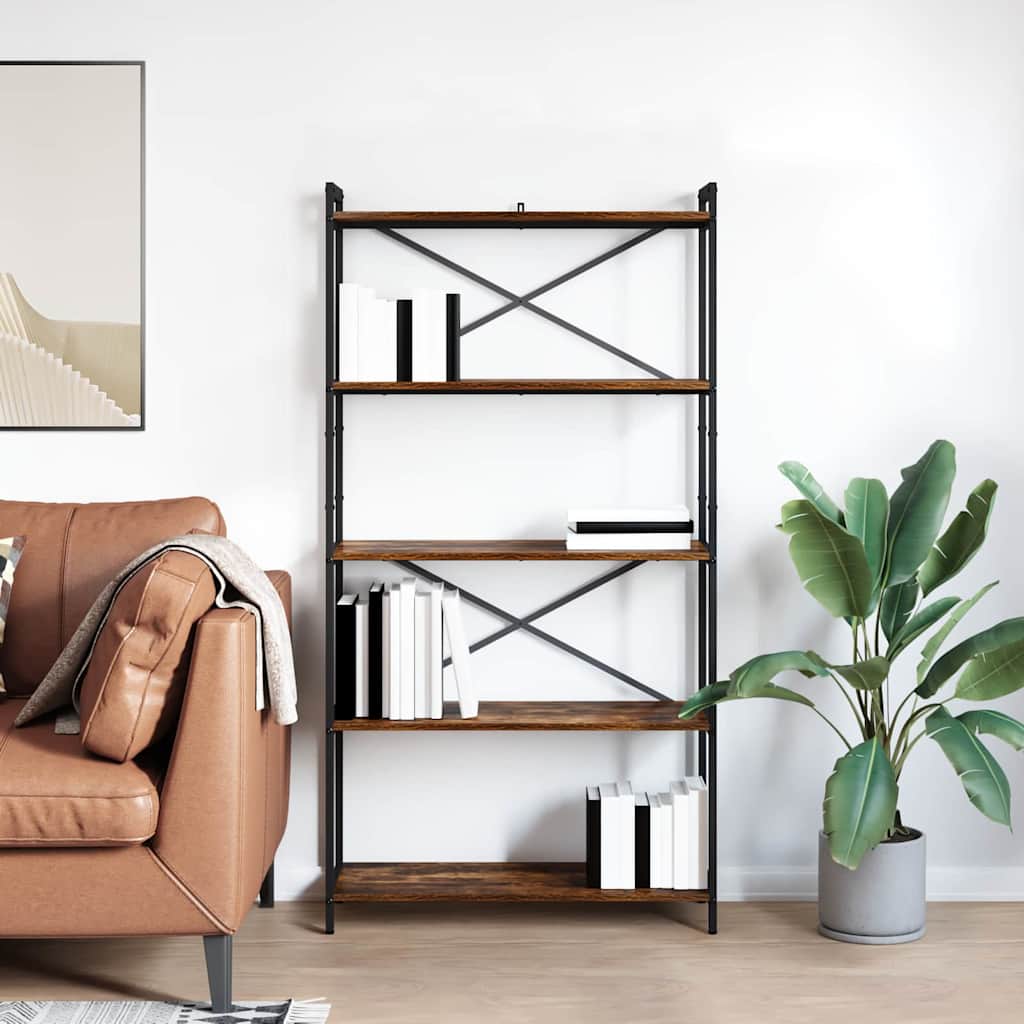 Bookshelf Smoked Oak 80 x 30 x 155 cm Engineered Wood