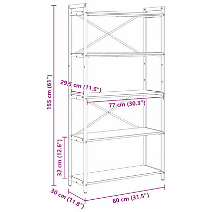 Bookshelf 80 x 30 x 155 cm Engineered Wood Artisan Oak