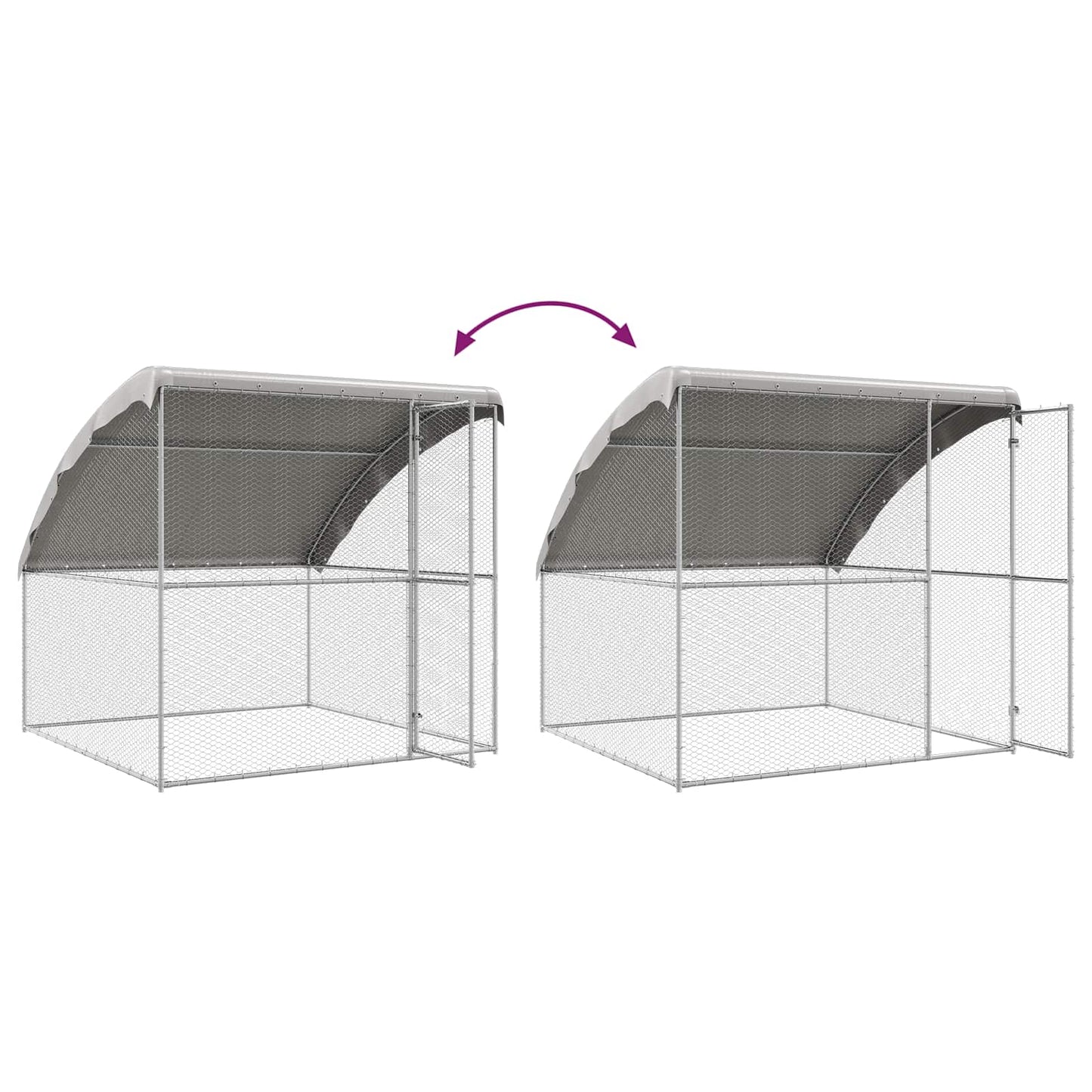Chicken Cage 2 pcs Silver 400 x 200 x 200 cm Steel and PE