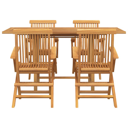Garden Dining Set 5 pcs Brown Solid Teak Wood