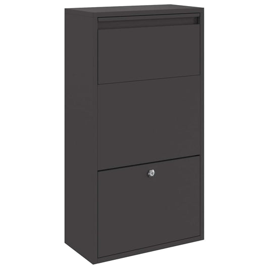 Parcel Drop Box with Storage Black 44 x 22 x 82 cm Steel