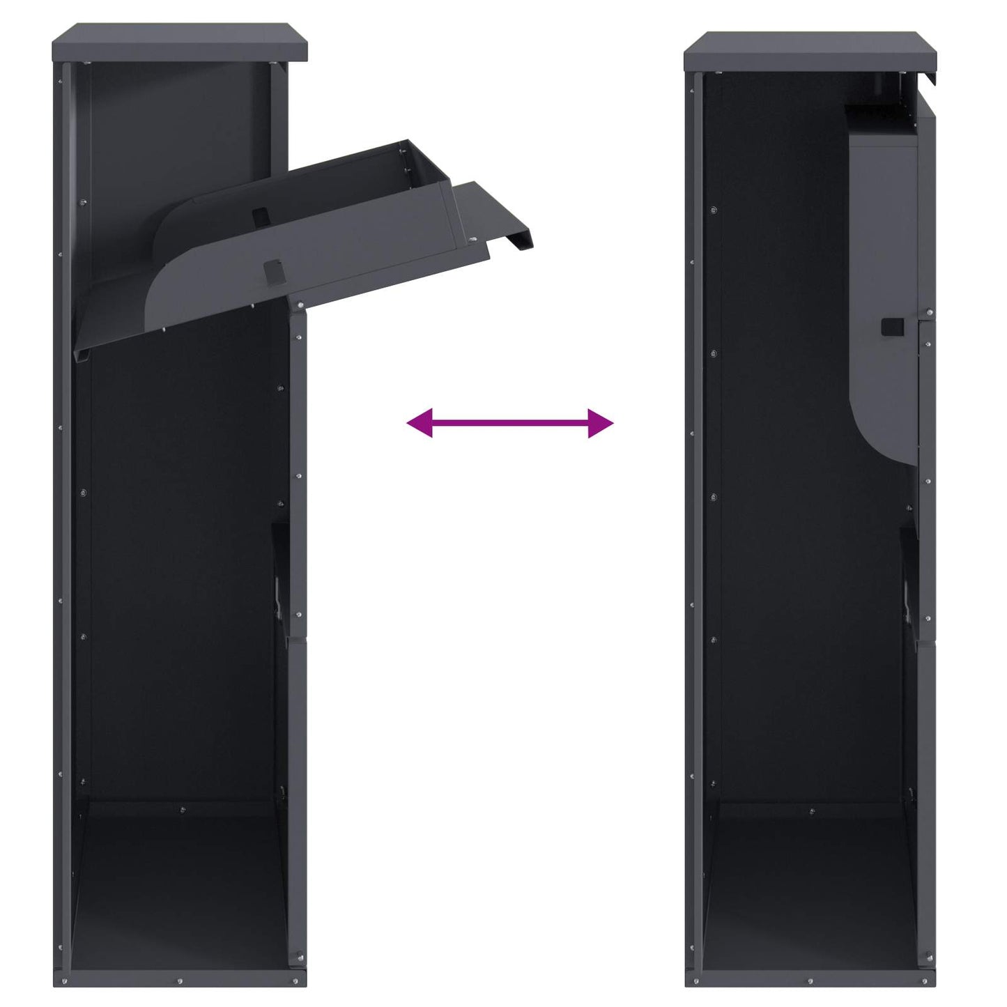 Parcel Drop Box with Storage Anthracite 44 x 22 x 82 cm Steel