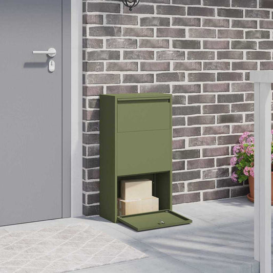 Parcel Drop Box with Storage Olive Green 44 x 22 x 82 cm Steel