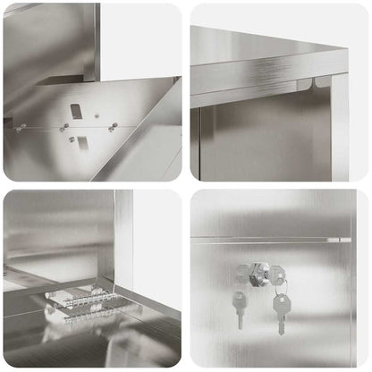 Parcel Drop Box Silver 44 x 22 x 82 cm Stainless Steel