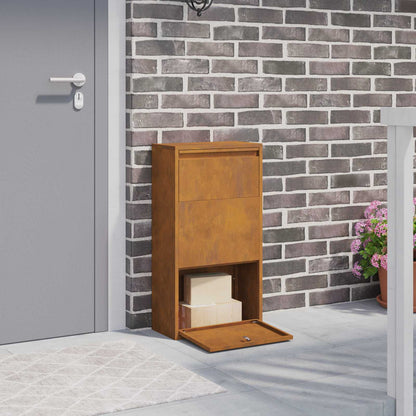 Parcel Drop Box Rusty 17.32 x 8.66 x 32.28 in Weathering Steel