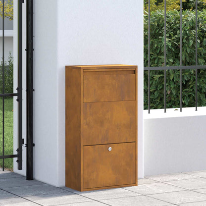 Parcel Drop Box Rusty 17.32 x 8.66 x 32.28 in Weathering Steel