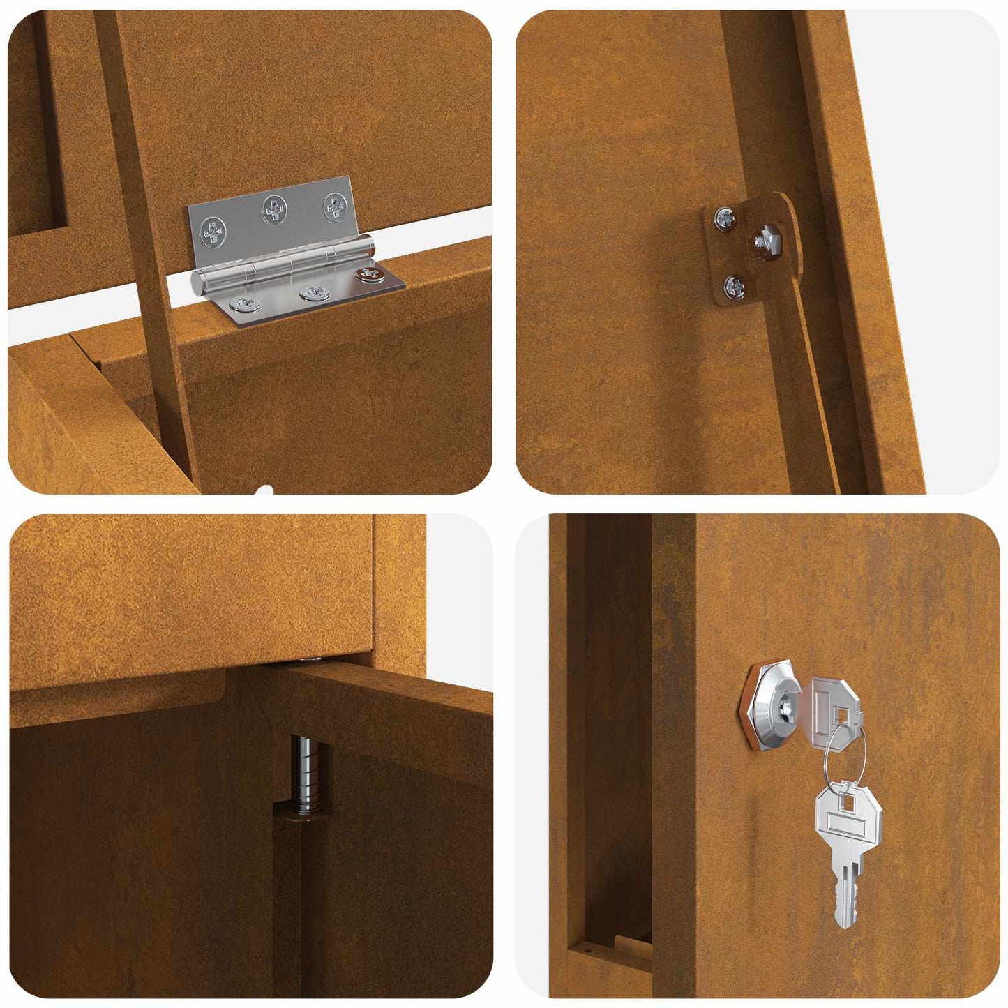 Parcel Drop Box Rusty 17.52 x 11.42 x 43.50 in Weathering Steel