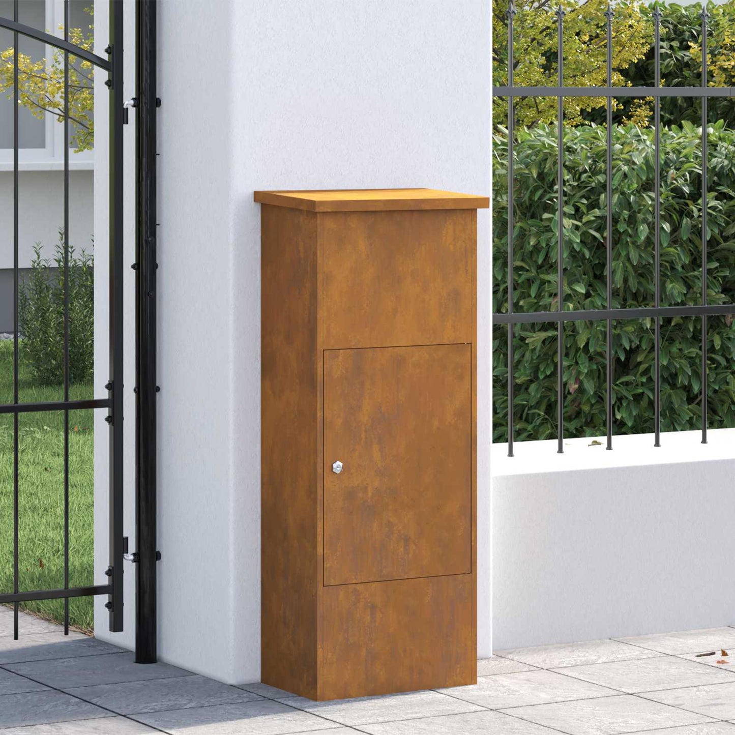 Parcel Drop Box Rusty 17.52 x 11.42 x 43.50 in Weathering Steel